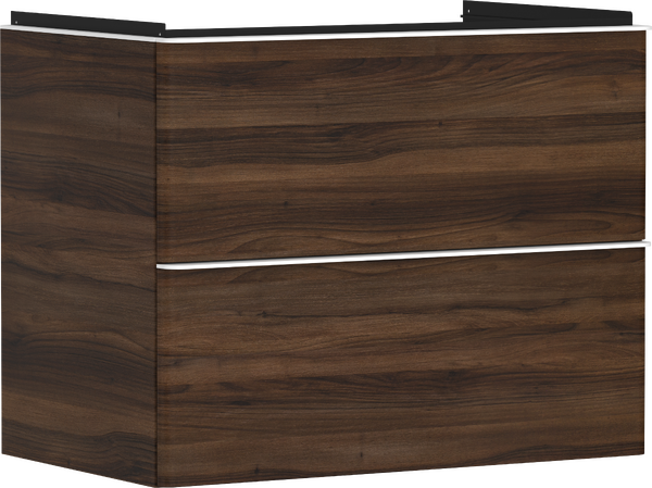 Hansgrohe Xelu Q 78x48 cm 2 fiókos mosdószekrény matt fehér fogantyúval, sötét dió 54030700
