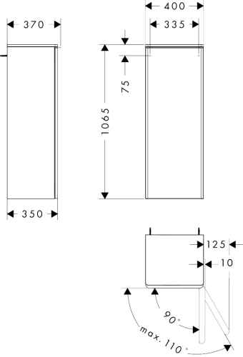Hansgrohe Xelu Q 40 cm jobbos közepes kiegészítő szekrény króm fogantyúval, természetes tölgy 54133000