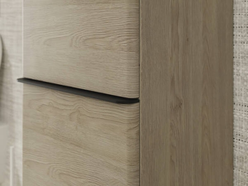 Hansgrohe Xelu Q 40 cm balos magas kiegészítő szekrény matt fekete fogantyúval, természetes tölgy 54137670