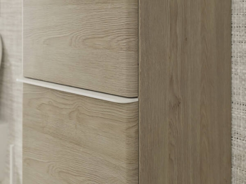 Hansgrohe Xelu Q 40 cm balos magas kiegészítő szekrény matt fehér fogantyúval, természetes tölgy 54137700