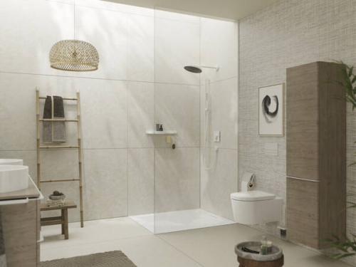 Hansgrohe Xelu Q 40 cm balos magas kiegészítő szekrény matt fehér fogantyúval, természetes tölgy 54137700