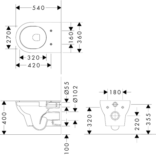 Hansgrohe GladeLake S AquaChannel Flush fali WC, fehér 60106450