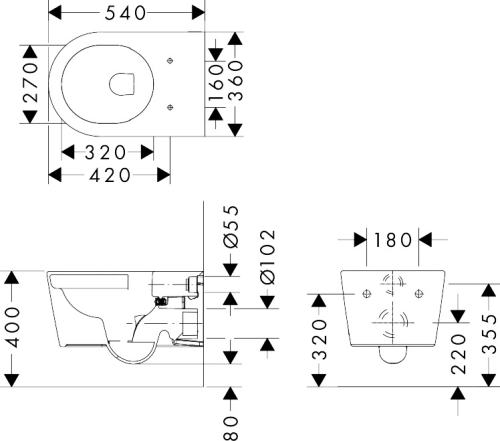 Hansgrohe EluPura S AquaFall Flush fali WC, fehér 60193450
