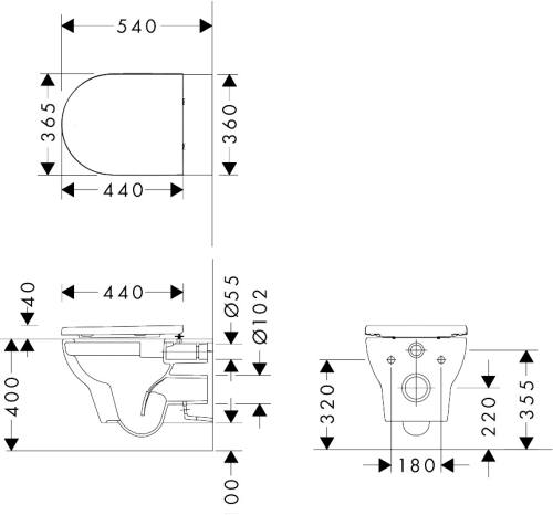 Hansgrohe GladeLake S AquaChannel Flush fali WC ülőkével, fehér 60201450