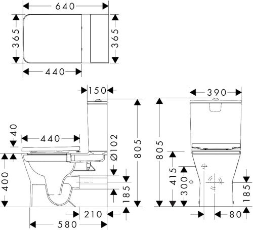 Hansgrohe EluPura Original Q AquaChannel Flush monoblokkos WC szett ülőkével, fehér 60206450
