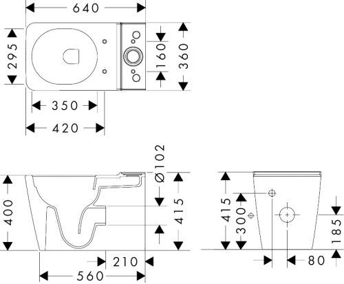 Hansgrohe EluPura Q AquaFall Flush monoblokkos WC, fehér 60263450