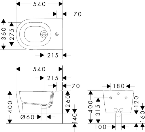 Hansgrohe EluPura Original S fali bidé, fehér 60281450