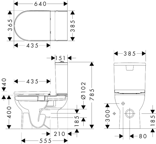 Hansgrohe GladeLake S AquaChannel Flush monoblokkos WC szett ülőkével, fehér 60312450