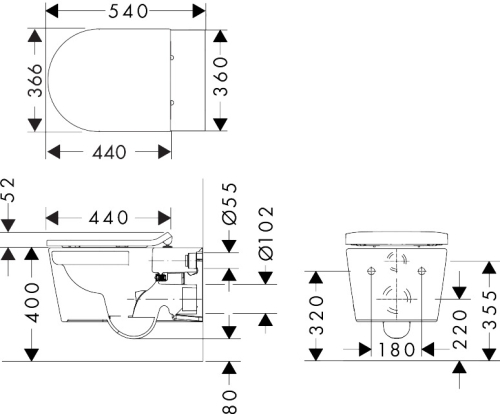 Hansgrohe EluPura S AquaHelix Flush fali WC SoftClose ülőkével, fehér 60344450