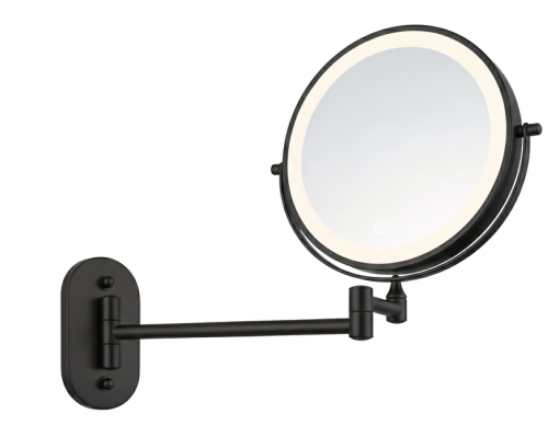 Rea Glow 20 cm pipere tükör LED világítással, matt fekete HOM-70000