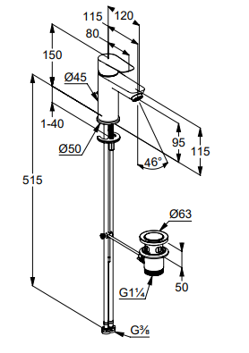 Kludi X0 mosdócsaptelep 100 automata leeresztővel, króm 312880575