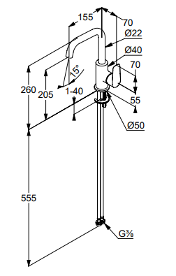 Kludi X0 magasított mosdócsaptelep leeresztő nélkül, króm 310280575
