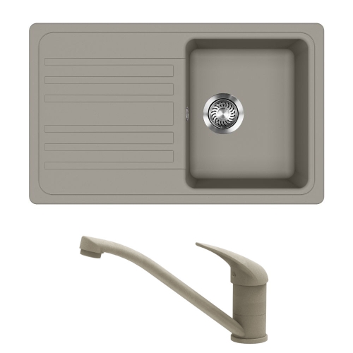 EVIDO HOME 45 S gránit mosogató, 765 x 460 mm platina + EVIDO PINGUIN álló gránit csaptelep, platina 442065SET