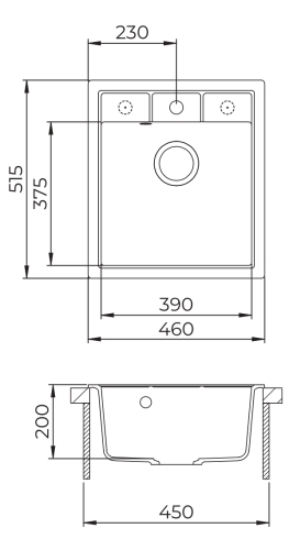 EVIDO Easy 45 gránit mosogató, 460 x 515 mm, bézs + EVIDO PINGUIN csaptelep, bézs 442126SET