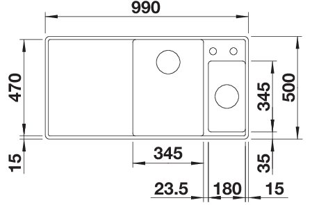 BLANCO AXIA III 6 S-F  SILGRANIT szintbe építhető mosogató, balos, üveg vágólappal, lefolyó-távműködtetővel, fekete 525852