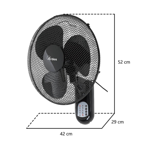 Ardes fali ventilátor távvezérlővel, fekete 5W40R