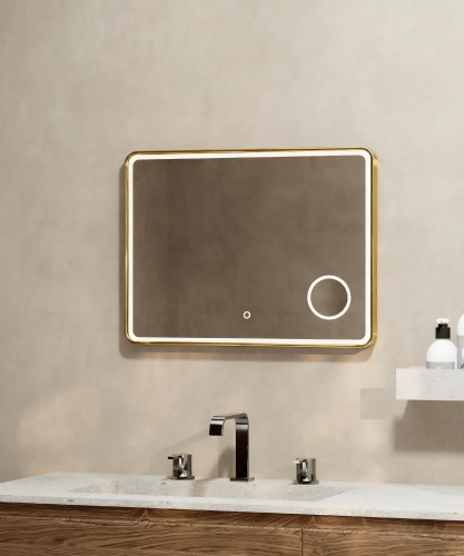 Wellis Cadiz 80x60 cm tükör LED világítással, szálcsiszolt arany WB00588