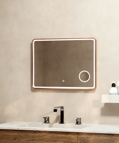 Wellis Cadiz 80x60 cm tükör LED világítással, szálcsiszolt rose gold WB00589