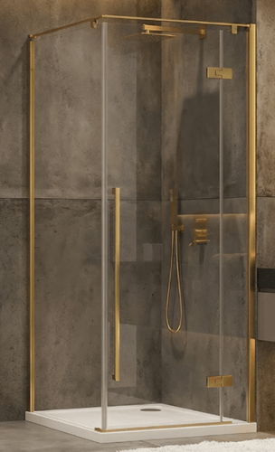Wellis Sorrento Plus 90x90 cm jobbos zuhanykabin Easy Clean bevonattal, szálcsiszolt arany WC00564