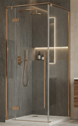 Wellis Sorrento Plus 90x90 cm balos zuhanykabin Easy Clean bevonattal, szálcsiszolt rose gold WC00565