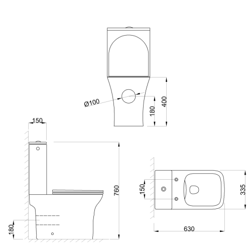 Invena NYKS Rimfree kompakt monoblokkos WC lassú záródású ülőkével, fehér CE-K1-031-Y