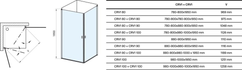 Ravak Chrome CRV1 100 cm zuhanykabin ajtó Transparent üveggel, matt fehér 1QVA0E01Z1