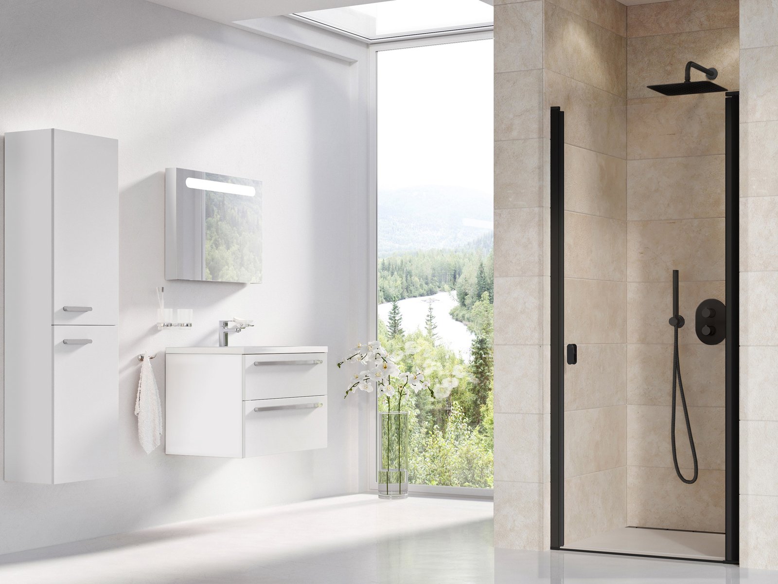 Ravak Chrome CSD1 90 cm zuhanyajtó Transzparent üveggel, fekete 0QV70300Z1