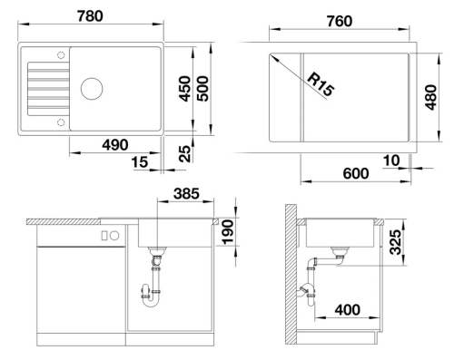 BLANCO ZIA XL 6 S Compact SILGRANIT mosogató lefolyó-távműködtetővel, antracit 523263