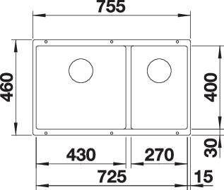 BLANCO SUBLINE 430/270-U alulról beépíthető SILGRANIT mosogató, balos, fehér 523155