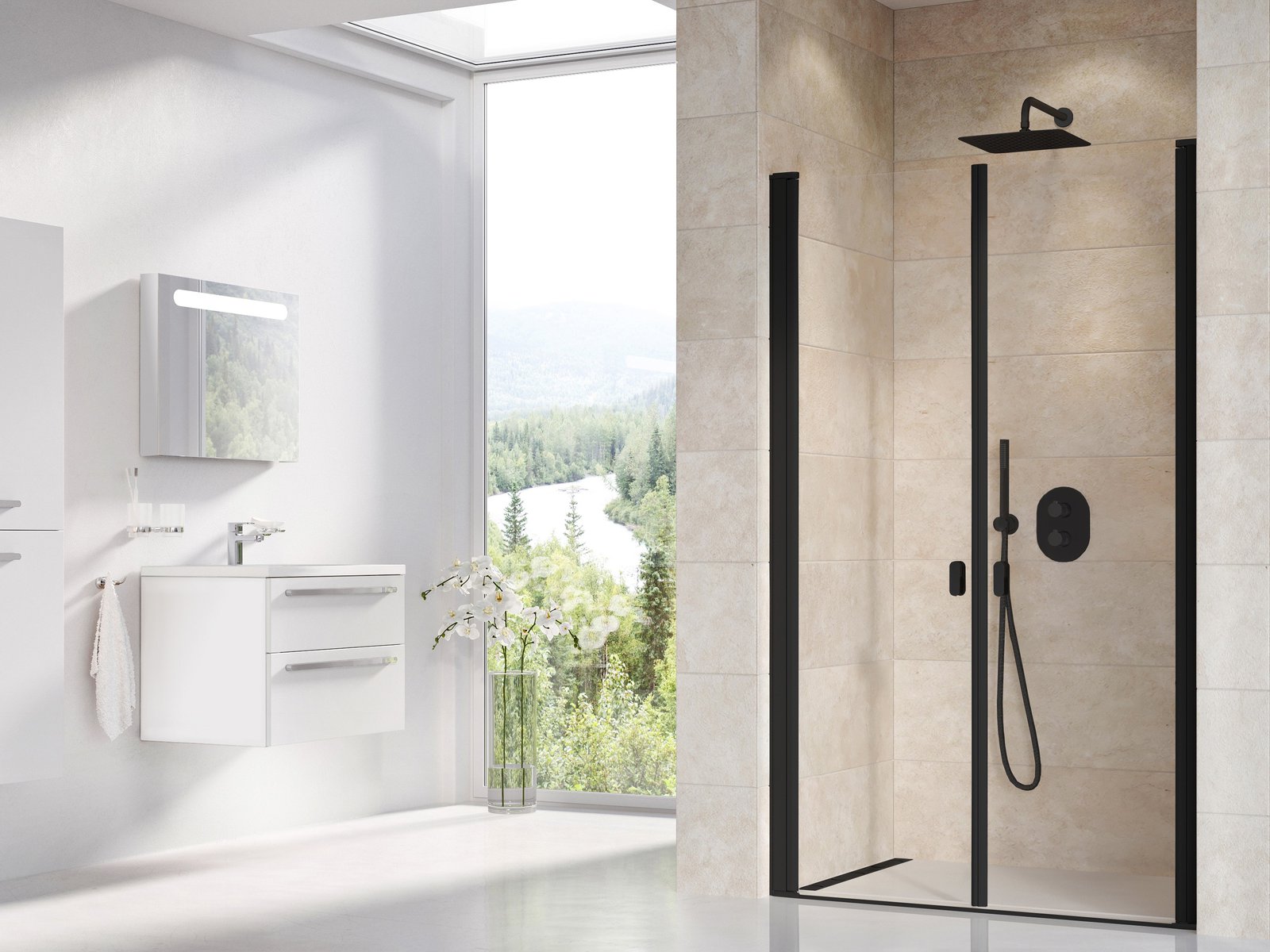 Ravak Chrome CSDL2 90 cm zuhanyajtó Transzparent üveggel, fekete 0QV7C30LZ1