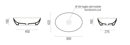 Sapho GSI PURA 60x42 cm ExtraGlaze pultra ültethető kerámiamosdó, fehér 884211