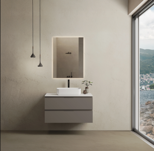 Marmy CODE TOP 90x50 cm pultos függesztett alsószekrény, 2 fiók, laminált Dark Taupe 20 46 22 09 00 74