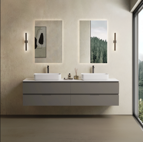 Marmy CODE TOP 200x50 cm dupla pultos függesztett alsószekrény, 4 fiók, laminált Dark Taupe 20 46 24 20 00 74