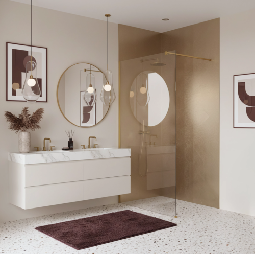 Rea Flexi 120 cm Walk-in zuhanyfal transparent üveggel, szálcsiszolt arany KPL-K99260