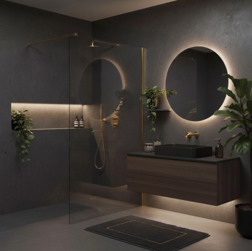 Rea Flexi 120 cm Walk-in zuhanyfal transparent üveggel, szálcsiszolt arany KPL-K99260