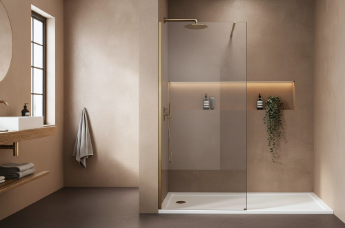 Rea Flexi 120 cm Walk-in zuhanyfal transparent üveggel, szálcsiszolt arany KPL-K99260