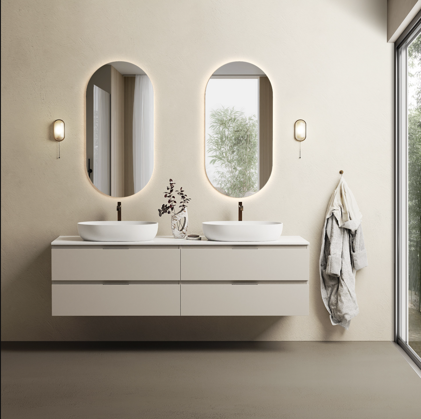 Marmy CODE TOP 180x50 dupla, pultos függesztett alsószekrény, 4 fiók, laminált Light Taupe 20 46 24 18 00 75