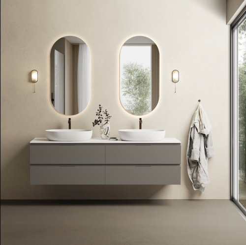 Marmy CODE TOP 180x50 dupla, pultos függesztett alsószekrény, 4 fiók, laminált Dark Taupe 20 46 24 18 00 74