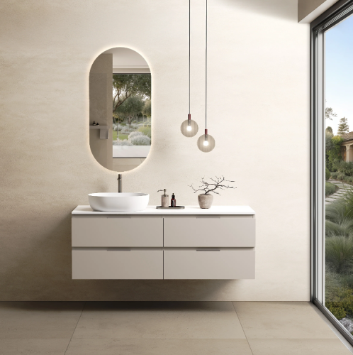 Marmy CODE TOP 140x50 cm balos, pultos függesztett alsószekrény, 4 fiók, laminált Light Taupe 20 46 24 14 13 75