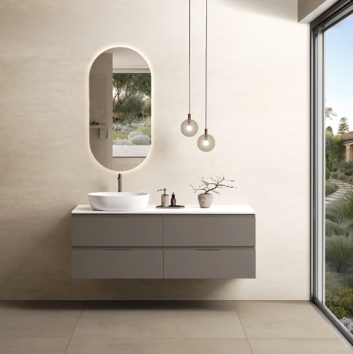 Marmy CODE TOP 140x50 cm balos, pultos függesztett alsószekrény, 4 fiók, laminált Dark Taupe 20 51 24 14 13 74