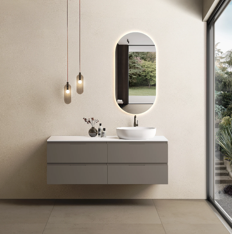 Marmy CODE TOP 140x50 cm jobbos, pultos függesztett alsószekrény, 4 fiók, laminált Dark Taupe 20 51 24 14 12 74