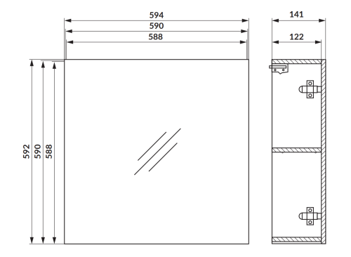 Cersanit OVIDA 60 cm tükrös szekrény, hickory tölgy S1058-015