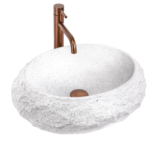 Rea Mika Cloudy 50x38 cm pultra ültethető kőhatású mosdó, fehér REA-U3584