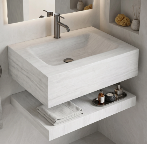 REA Apollo Muralto Roma 70 mosdó polccal 70x50 cm, márvány mintás KPL-U9994