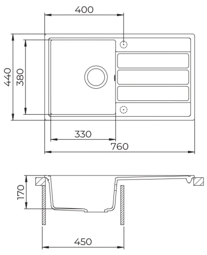 Evido EASY 45 S gránit mosogató, fehér 442208