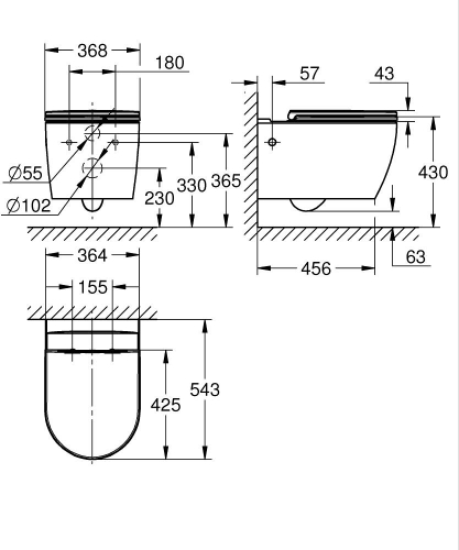 Grohe Start Round rimless fali wc ülőkével szett, fehér 103848SH00