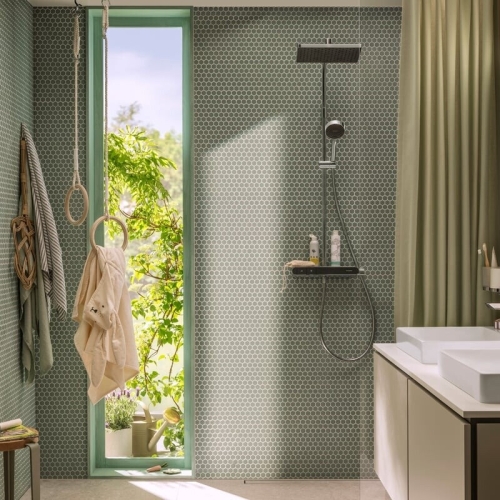 Hansgrohe Activera Q Showerpipe 290/180 1jet EcoSmart+, ShowerTablet Select 360 termosztáttal, króm 28649000