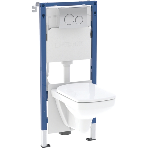 Geberit Duofix Delta 112 cm fali WC-szerelőelem készlet Selnova Square Rimfree fali WC szettel 118.402.21.3
