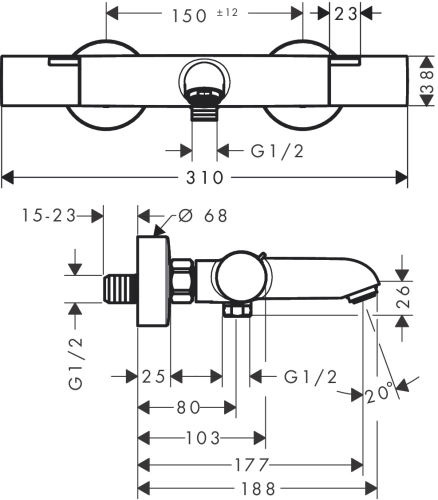 Hansgrohe Ecostat Fine termosztátos kádcsaptelep, szálcsiszolt bronz 13325140