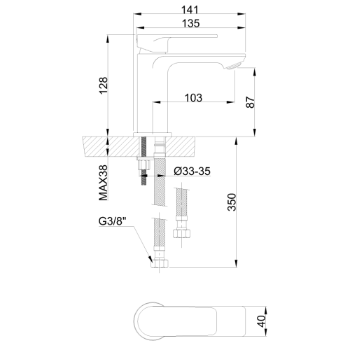 Invena RIKIA mosdó csaptelep, króm BU-24-101-A